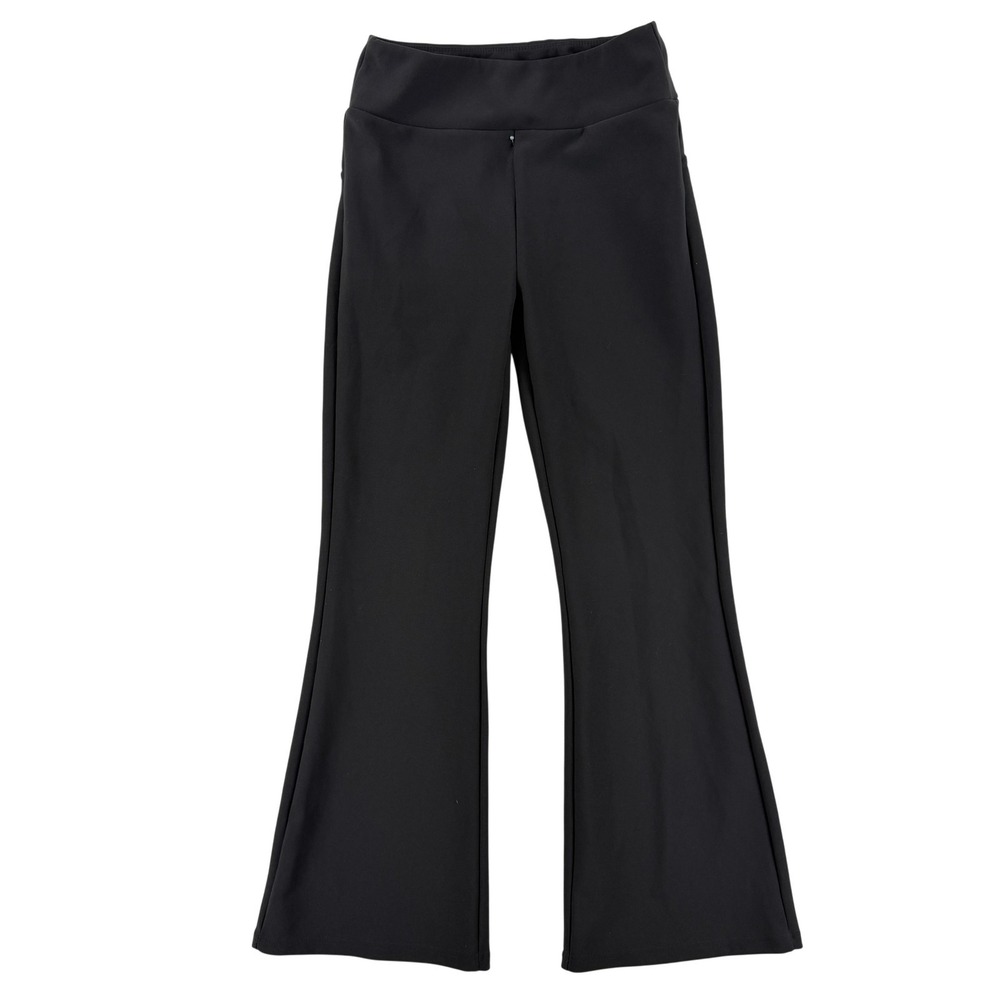 Chrome Riot Pants Womens Medium Black High Rise Ankle Flare Leg Yoga Gym Stretch